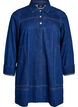 Short denim dress with collar and button fastening, Blue, Packshot image number 0