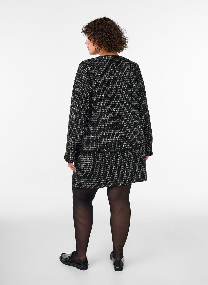 Short boucl&eacute; skirt, Black, Model image number 2