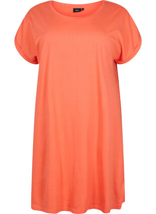 2-pack cotton dress with short sleeves, Living Coral / Black, Packshot image number 3