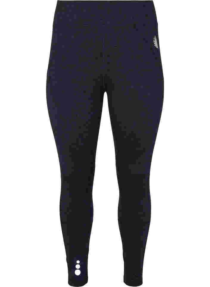 Gym leggings with back pocket and fleece, Asphalt Melange, Packshot image number 2