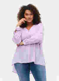 Long-sleeved shirt with v-neck, Purple Rose, Model