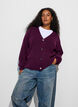 Cardigan with V-neck and ribbed texture, Purple, Model image number 0