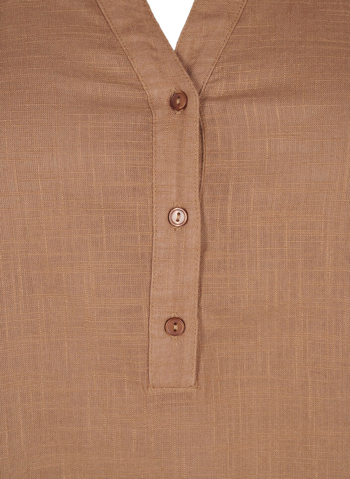 Cotton shirt blouse with v-neck, Coca Mocha, Packshot image number 2