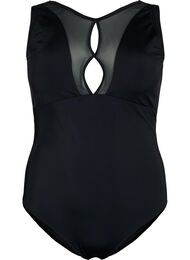 Swimsuit with mesh detail in front, Black, Packshot