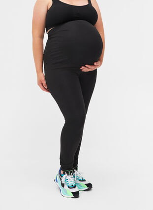 Maternity leggings in a cotton blend, Black, Model image number 2
