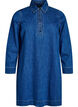 Short denim dress with zip detail and collar, Blue, Packshot image number 0