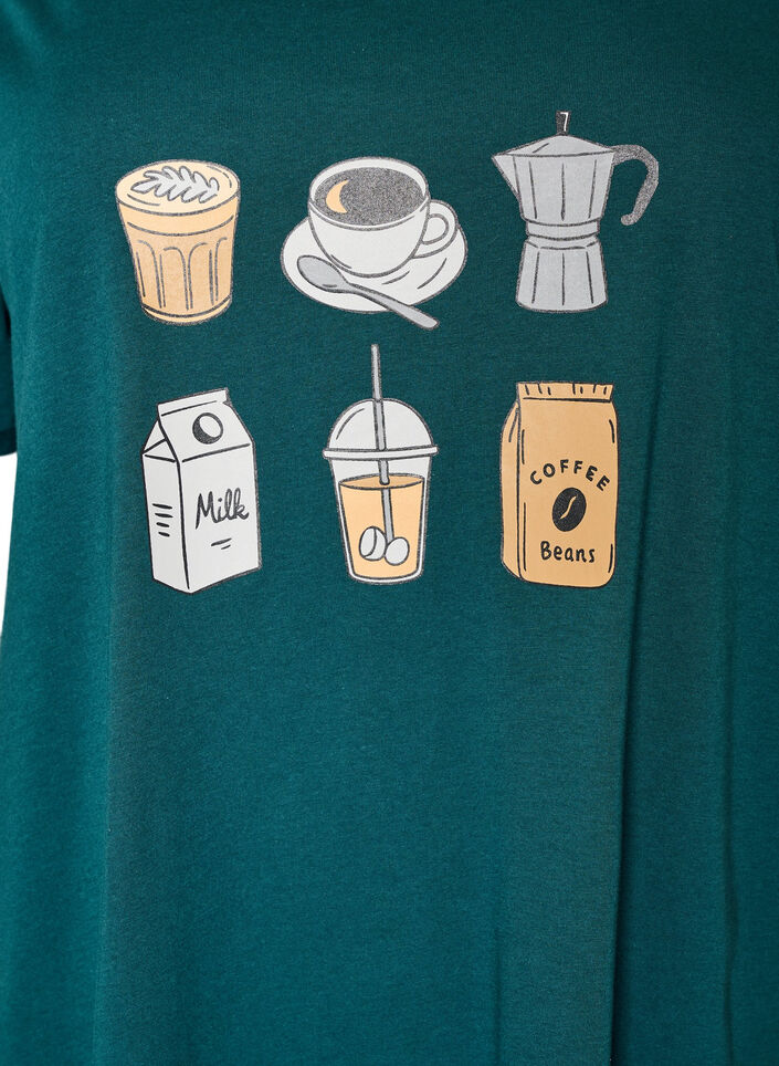 Short-sleeved nightgown in organic cotton, Green, Packshot image number 2
