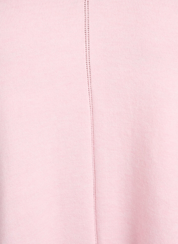 Fine-knit blouse with v-neck and front detail, Pink, Packshot image number 2
