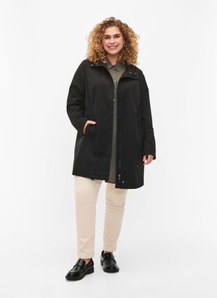 Jacket with pockets and high collar, Black, Model image number 2