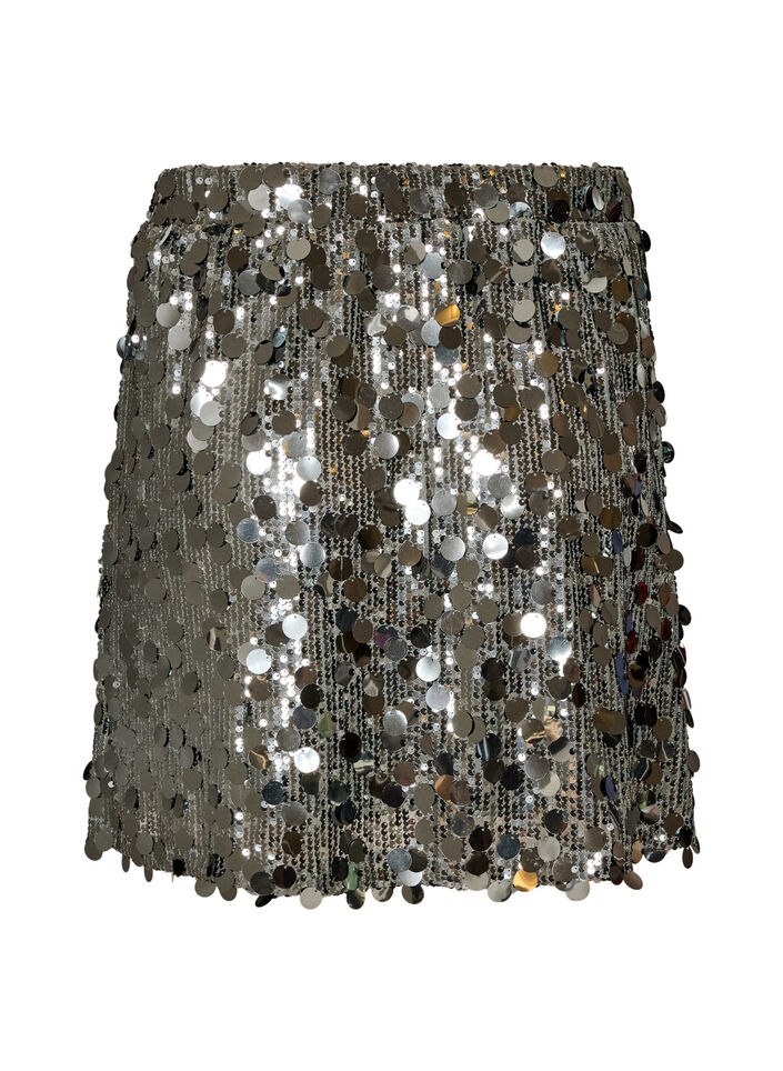 Short sequin skirt with an elasticated waistband, Dark Grey, Packshot