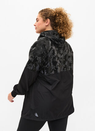 Hooded exercise jacket with pockets, Black, Model image number 1