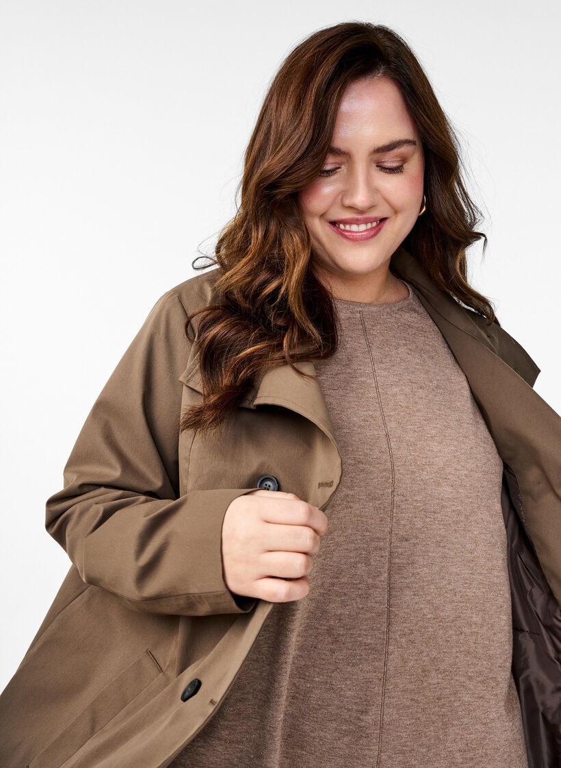 Water-repellent spring jacket with an A-line cut, Brown, Image image number 0