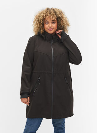 Softshell jacket with fleece, Black Solid, Model image number 0