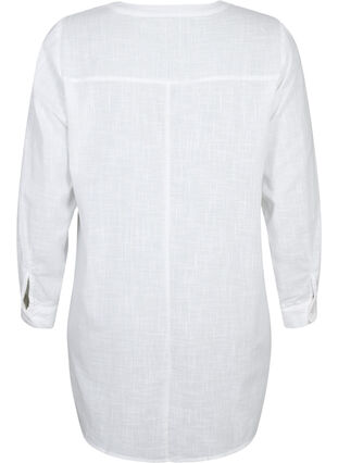 Tunic in cotton with 3/4 sleeves, Bright White, Packshot image number 1