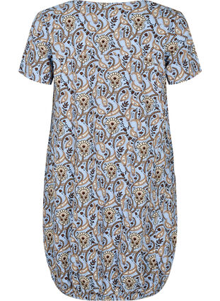 Short-sleeved, printed cotton dress, Blue Paisley , Packshot image number 1