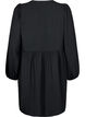 FLASH - Short dress with pleats and long sleeves, Black, Packshot image number 1