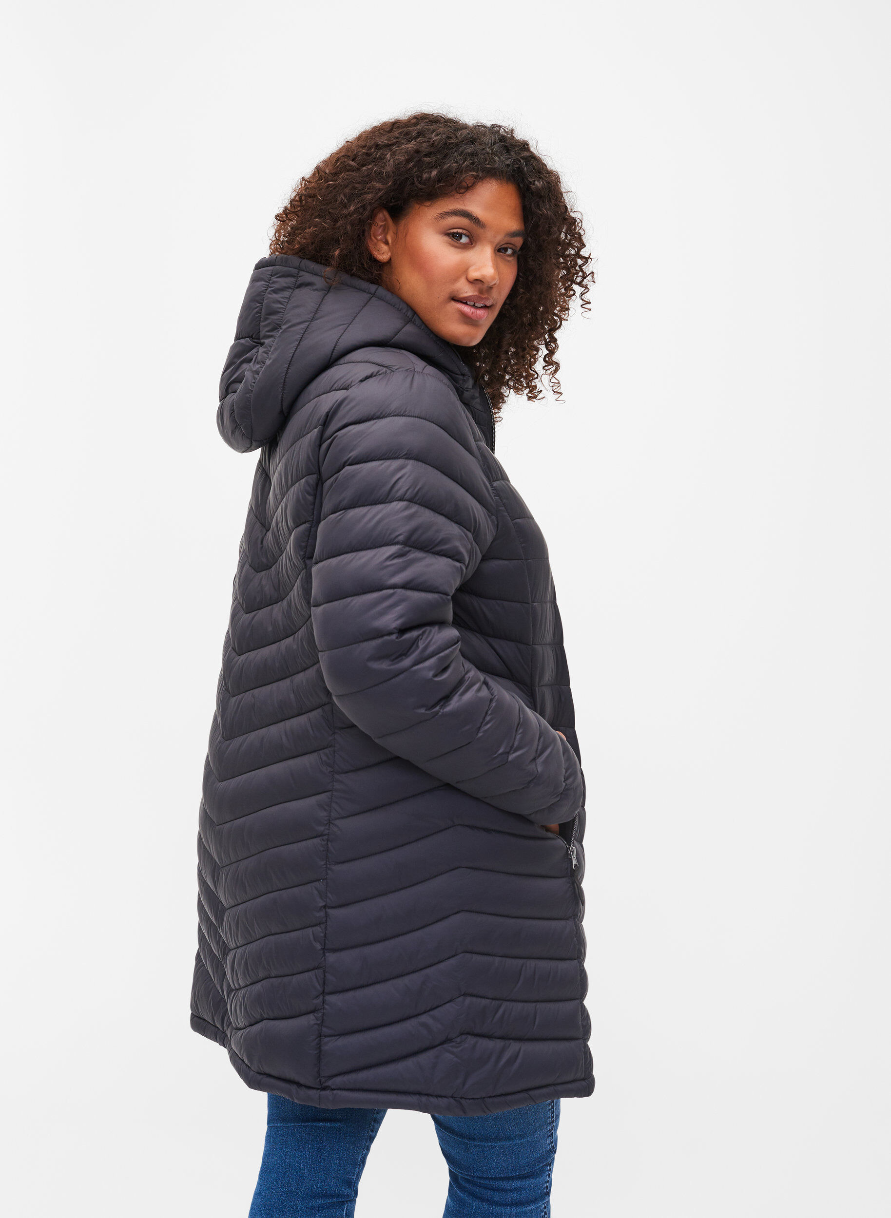 ZizzifashionLightweight jacket with pockets and detachable hood, Black, Model image number 2
