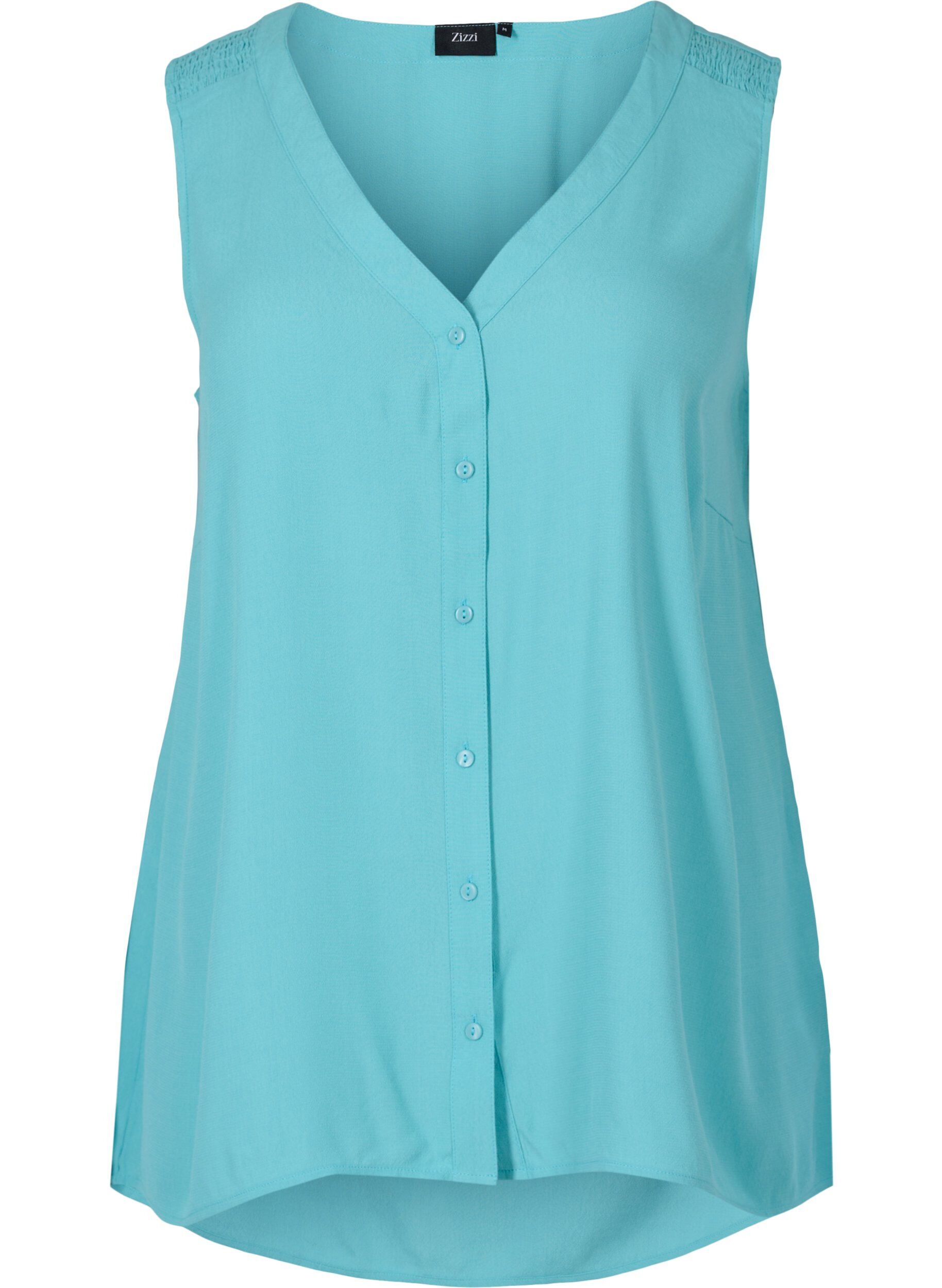 Zizzifashion Viscose top with buttons, Aqua Sea, Packshot image number 0