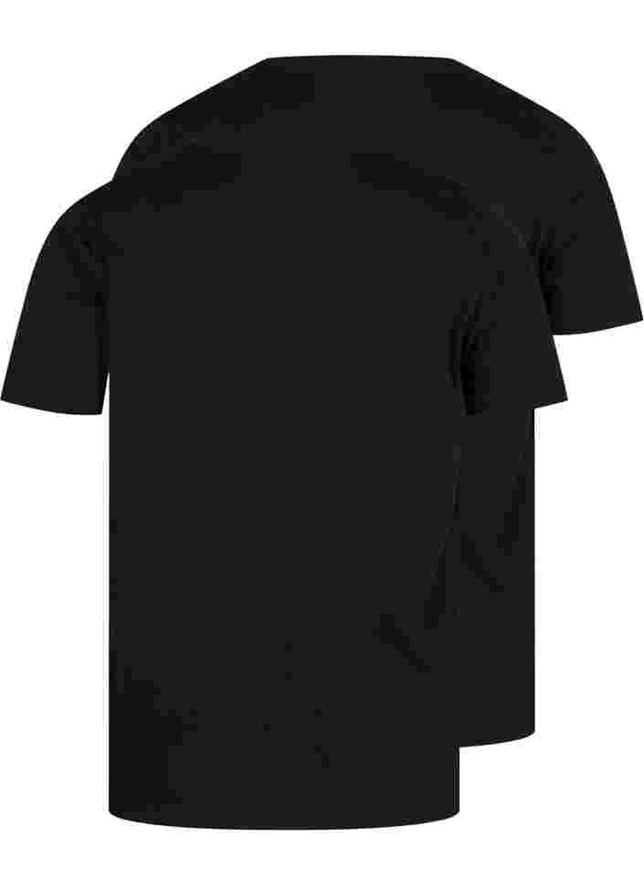 Basics cotton t-shirt 2-pack, Black/Black, Packshot image number 1
