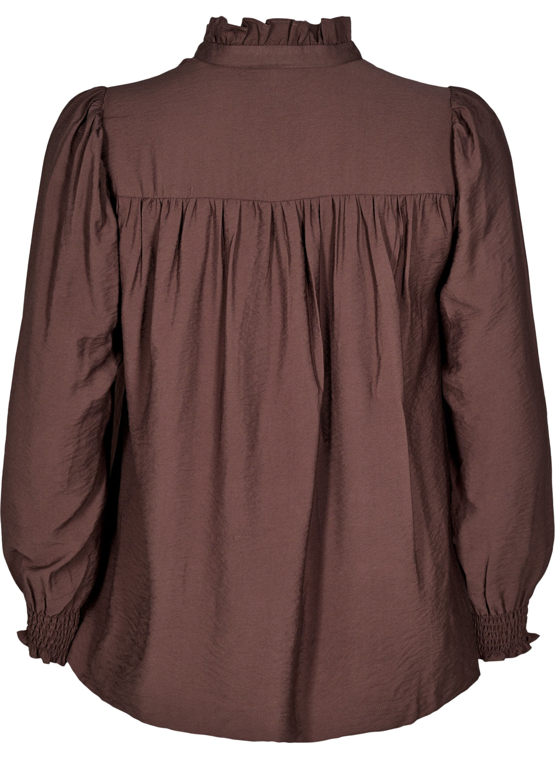Zizzifashion Blouse with ruffle collar, Brown, Packshot image number 1