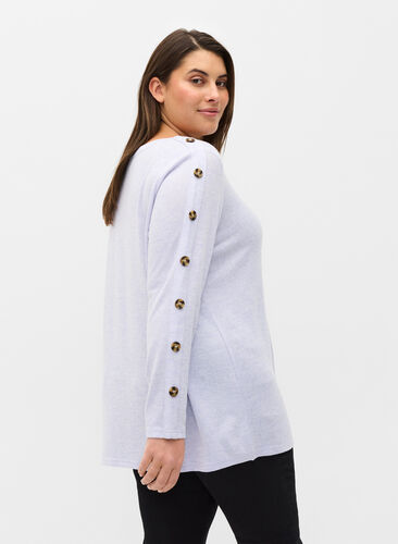 Long-sleeved blouse with button details, Cosmic Sky Melange, Model image number 1
