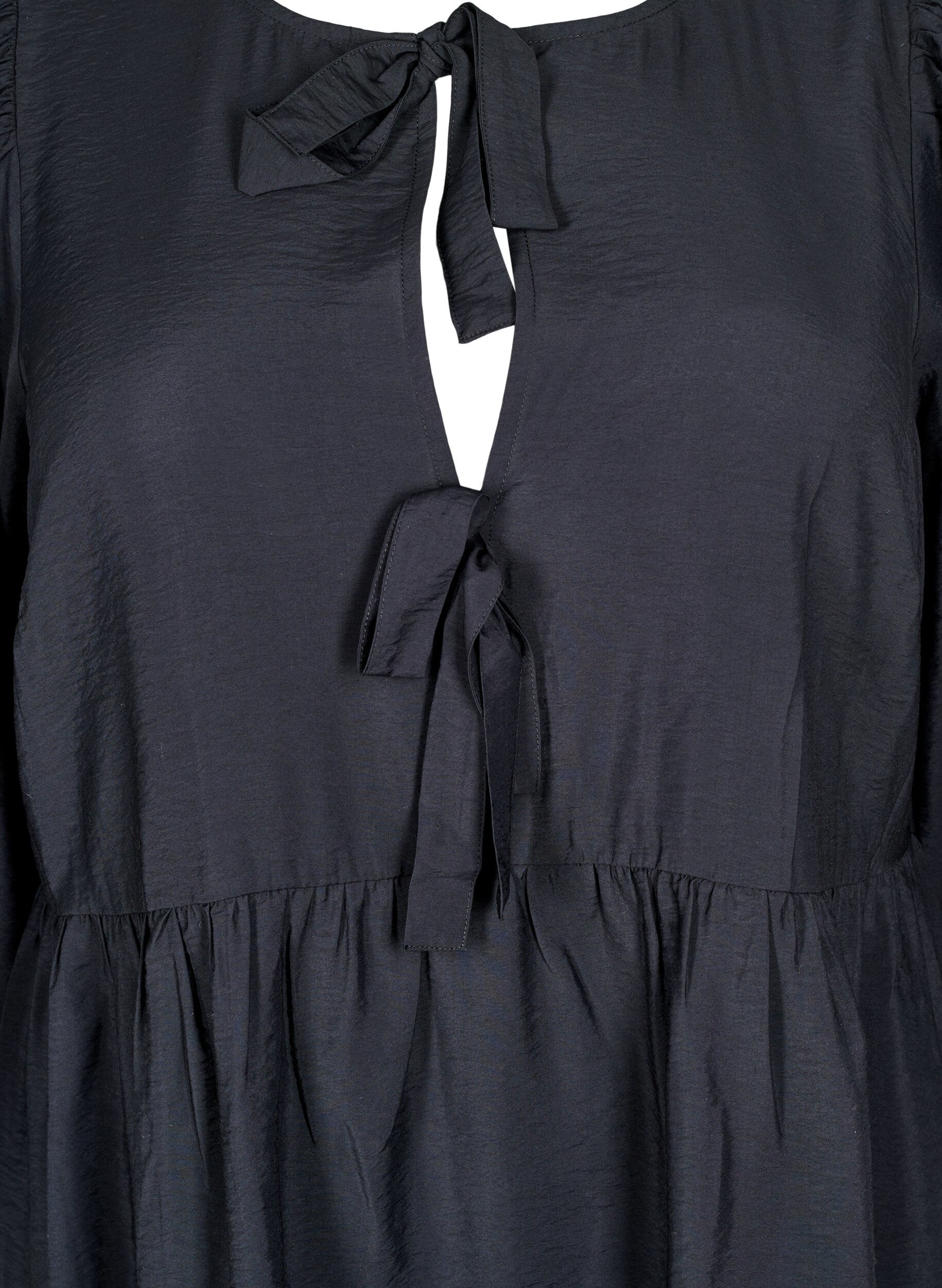 Zizzifashion Dress with bows and 3/4 sleeves, Black, Packshot image number 2