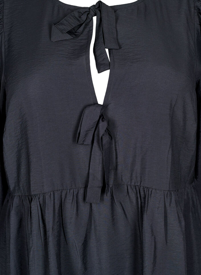 Dress with bows and 3/4 sleeves, Black, Packshot image number 2