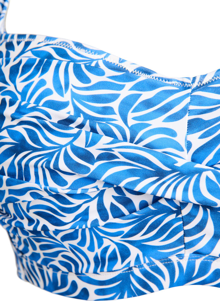 Bikini top with padding and print, Blue, Packshot image number 2