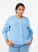 Cable-knit cardigan with golden buttons, Blue, Model image number 0