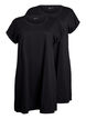 2-pack T-shirt dress with short sleeves, Black, Packshot image number 0