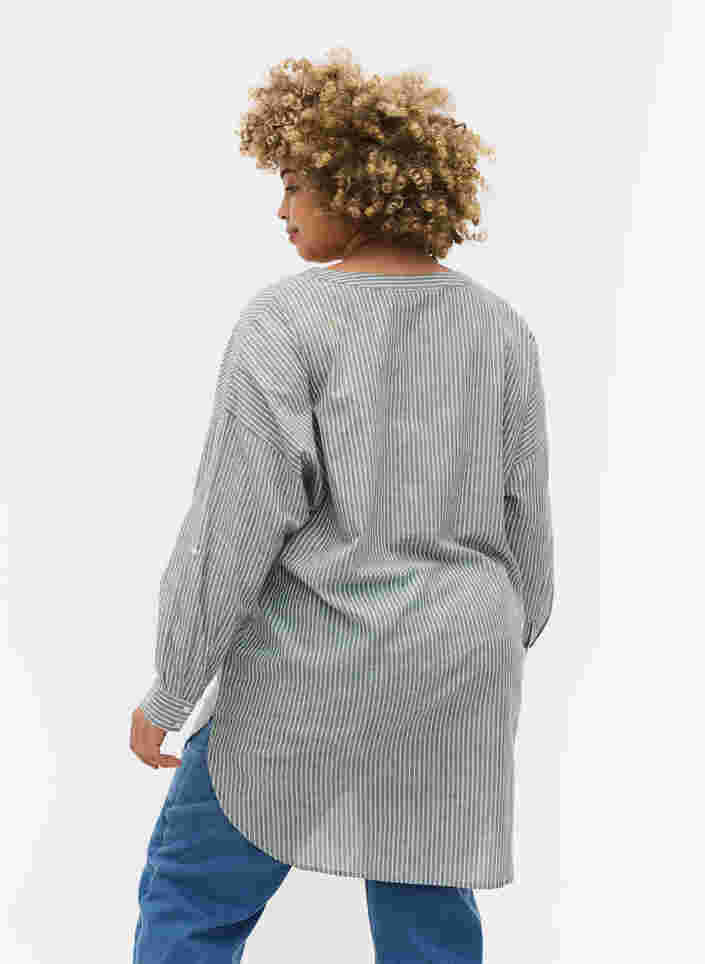 Striped shirt in 100% cotton, Cilantro Stripe , Model image number 1