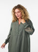 Viscose dress with embroidery and tiered ruffles, Green, Model image number 2