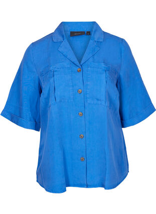 Short-sleeved shirt with chest pockets, Dazzling Blue, Packshot image number 0