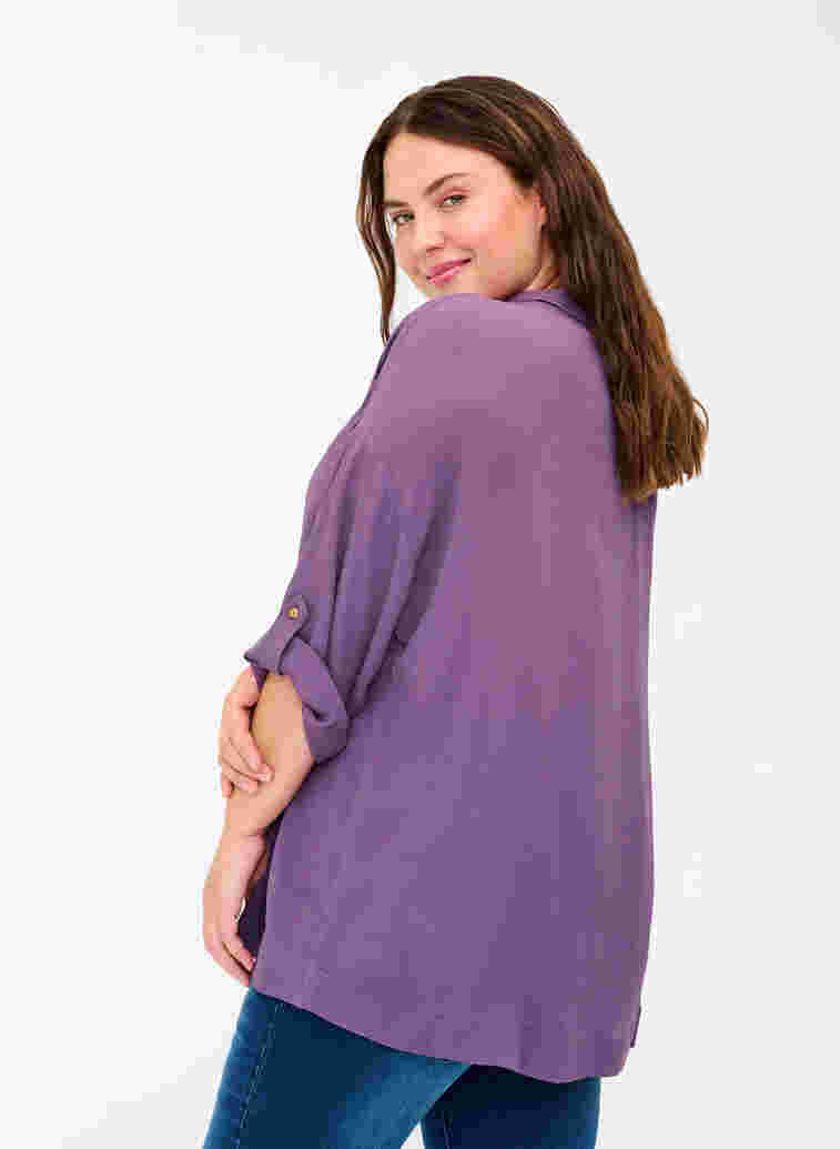 Viscose shirt with 3/4 sleeves, Vintage Violet, Model image number 1