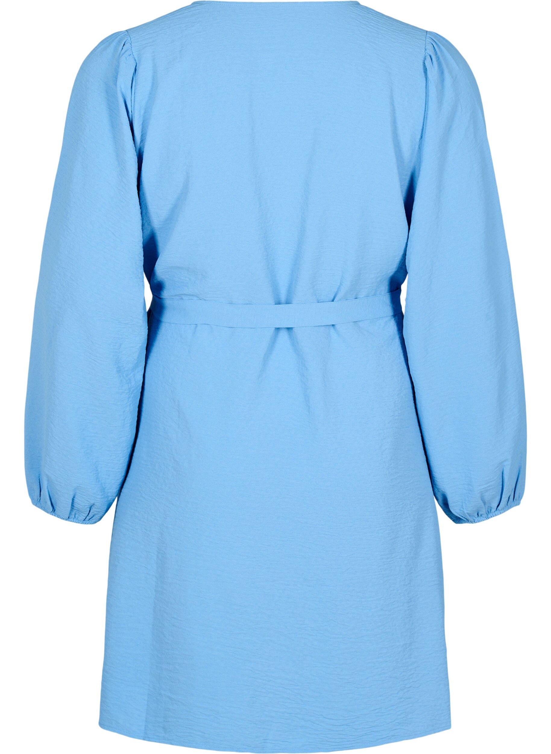 Zizzifashion Short wrap dress with tie belt, Light Blue, Packshot image number 1