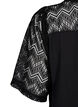 Shirt blouse with short lace sleeves, Black, Packshot image number 3