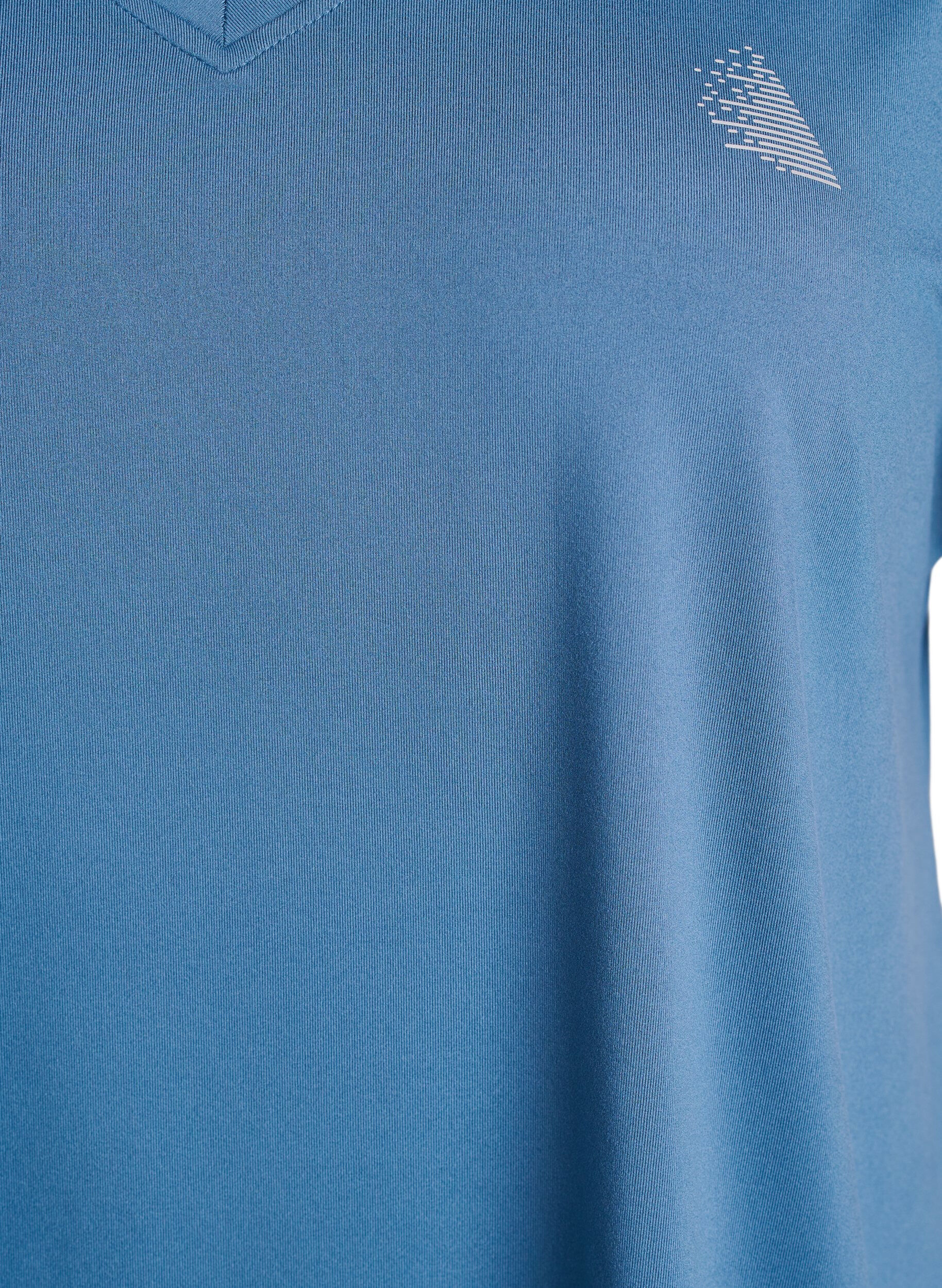 ZizzifashionShort-sleeved workout t-shirt with v-neck, Petrol, Packshot image number 2
