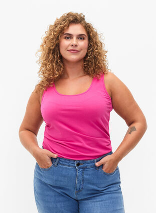 Cotton basic top, Raspberry Rose, Model image number 0