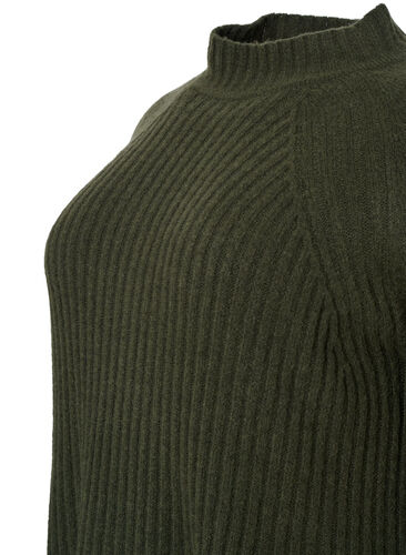 Turtleneck sweater with ribbed texture, Forest Night Mel., Packshot image number 2