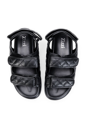 Wide fit leather sandal, Black, Packshot image number 2