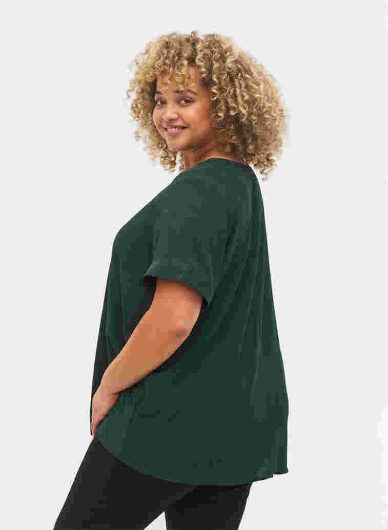 Short-sleeved v-neck blouse, Scarab, Model image number 1