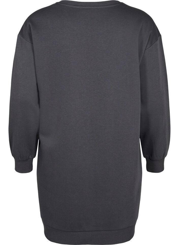 Sweat dress with embroidered details, Dark Grey, Packshot image number 1