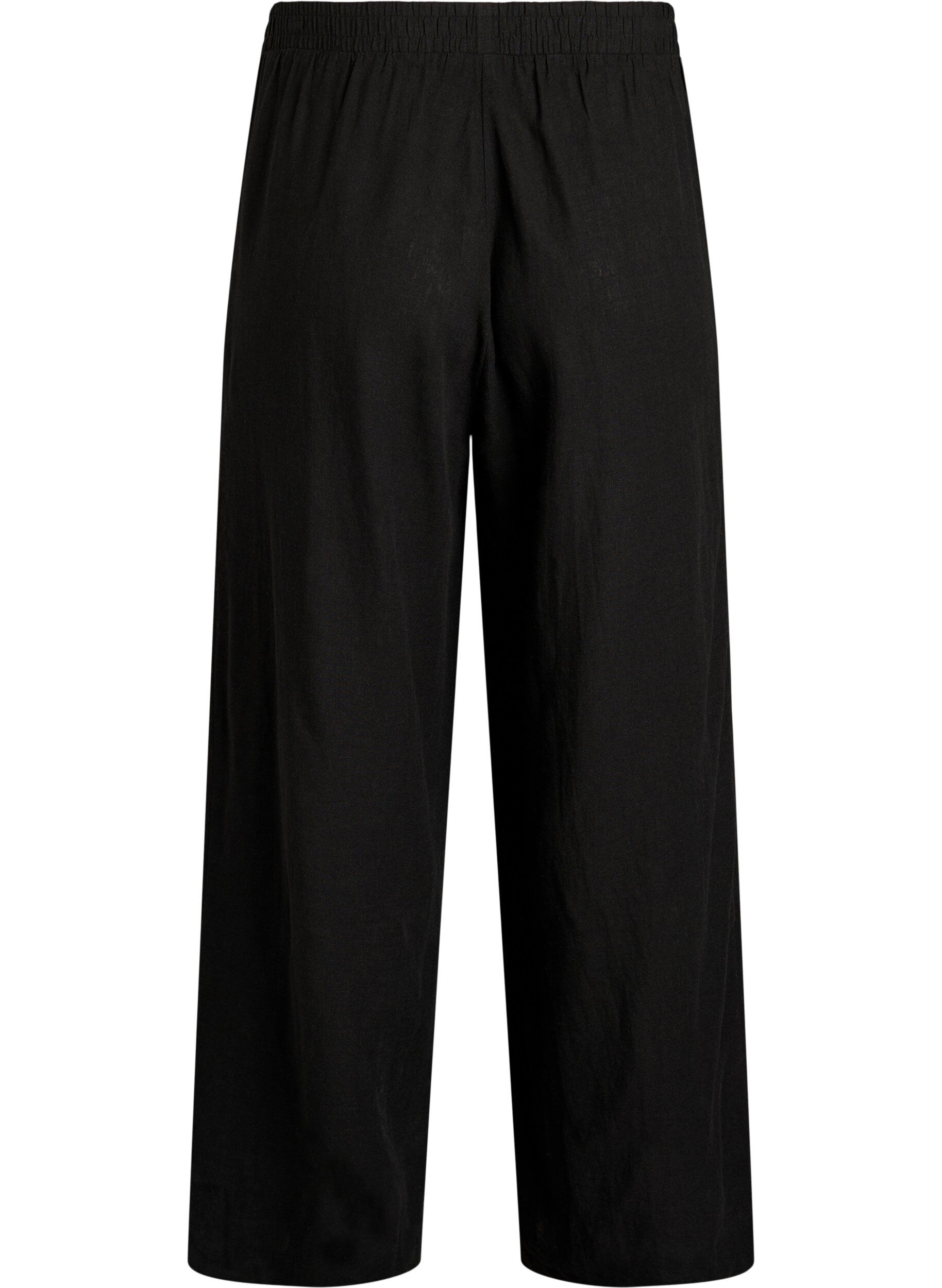 Zizzifashion Wide-leg linen and viscose trousers, Black, Packshot image number 1