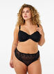 Mesh thong with embroidery details, Black, Model image number 0