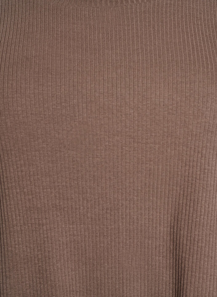 Ribbed jersey blouse with short sleeves, Brown, Packshot image number 2