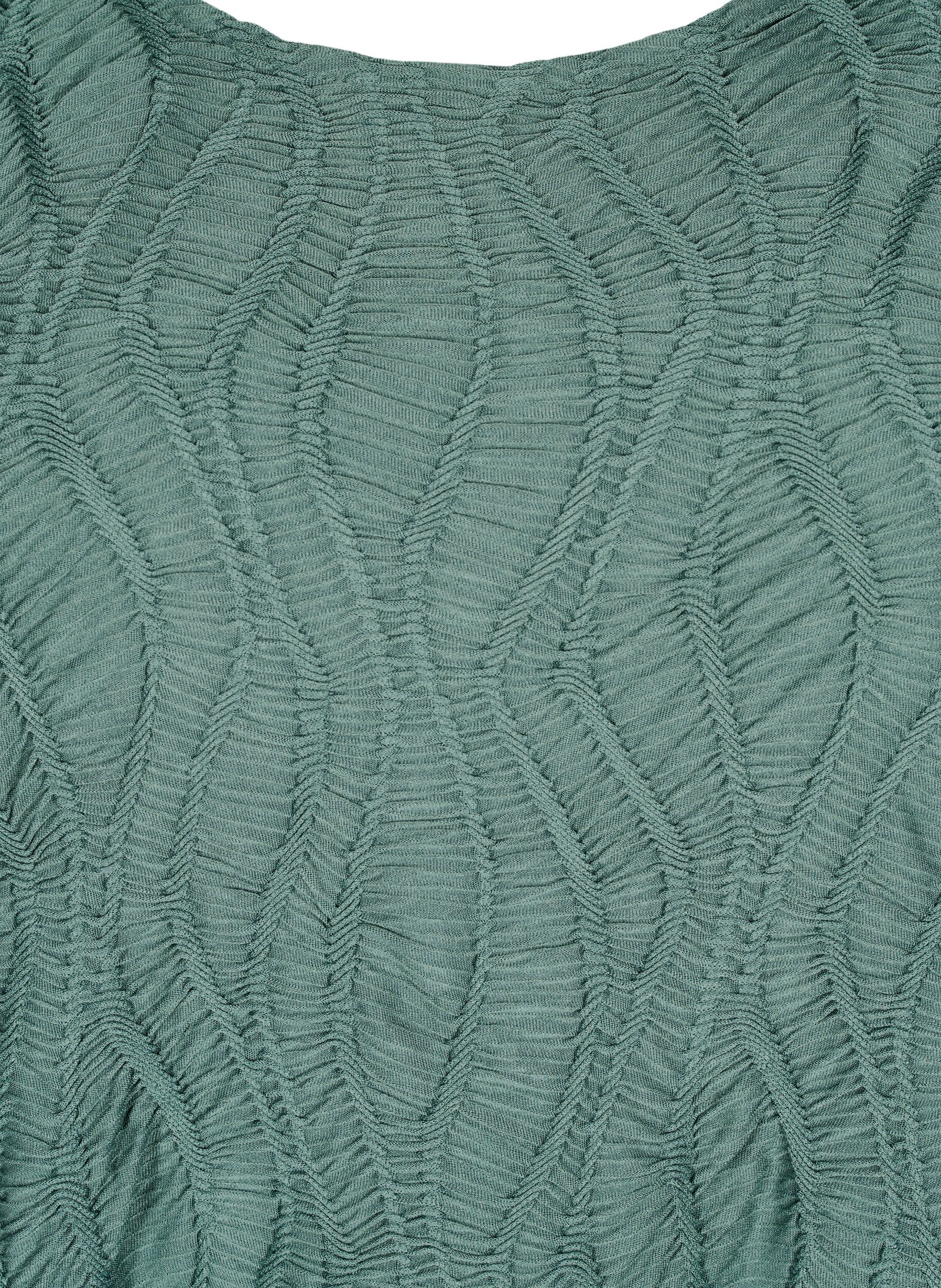 Zizzifashion Short dress with texture and 3/4 sleeves, Green, Packshot image number 2