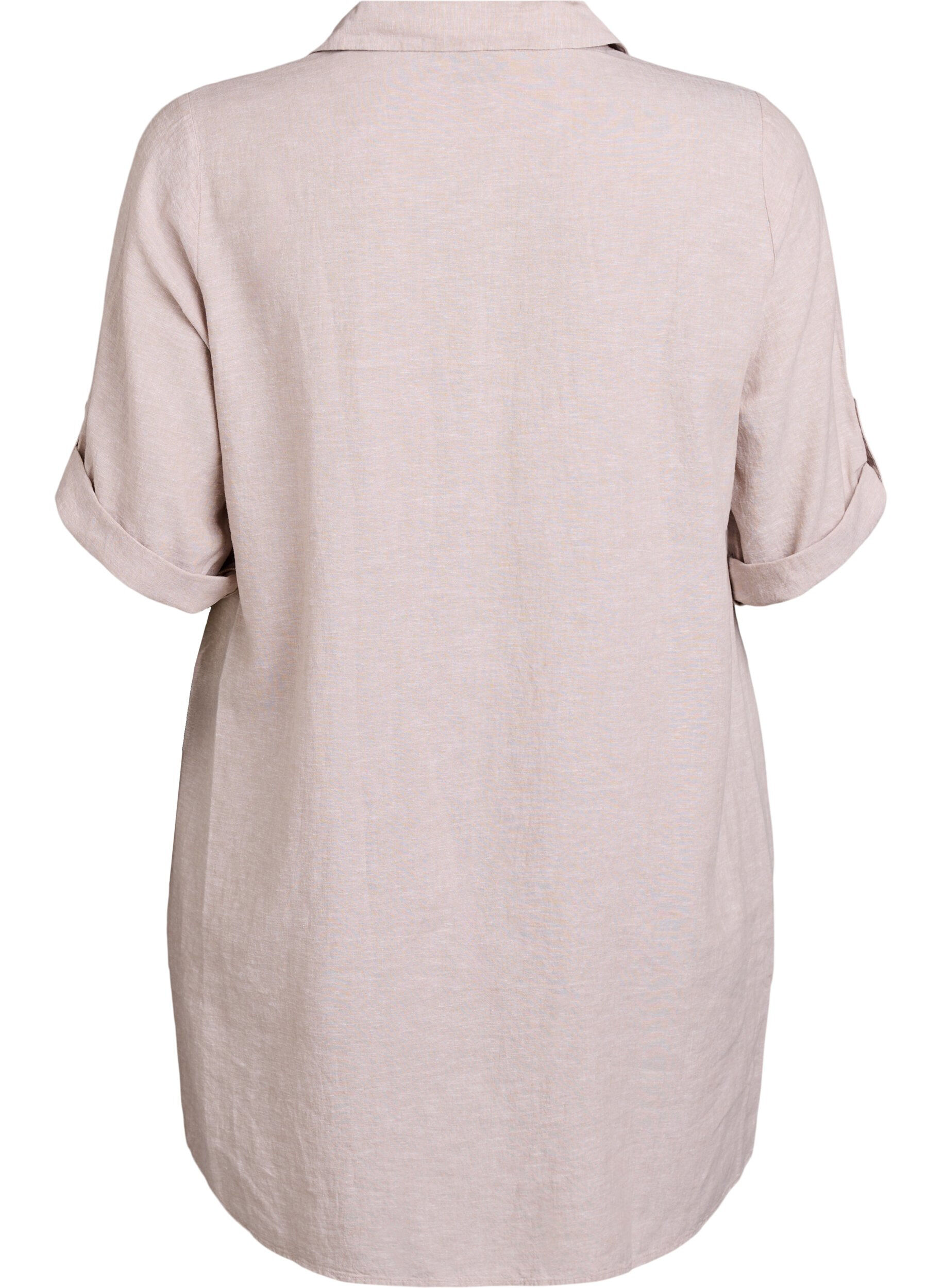 ZizzifashionLinen and viscose tunic with A-shape, Beige, Packshot image number 1