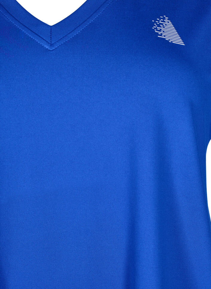 Loose training t-shirt with v-neck, Blue, Packshot image number 2