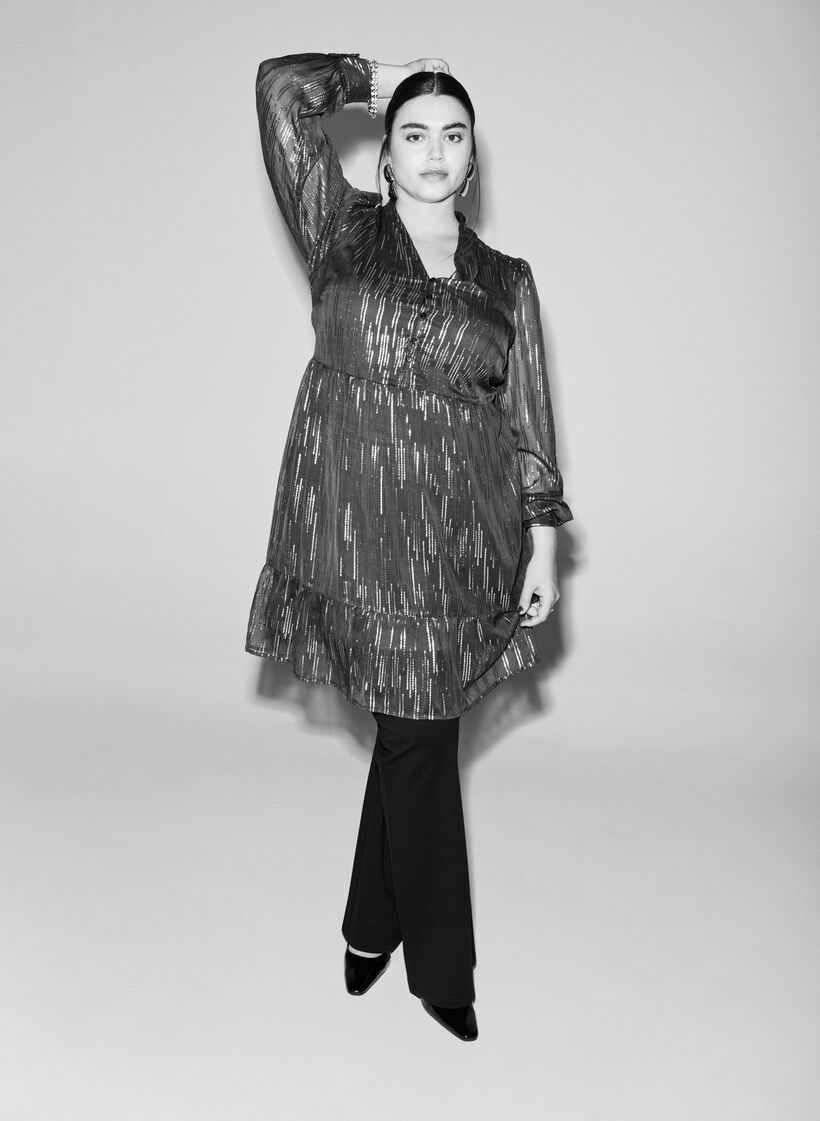 Short party dress with glitter pattern, Blue, Image image number 0