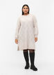 Long-sleeved knit dress with hole pattern, Birch Mel., Model image number 2